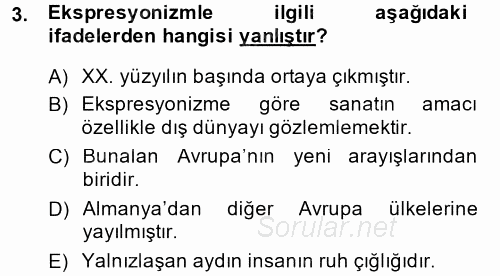 Batı Edebiyatında Akımlar 2 2014 - 2015 Ara Sınavı 3.Soru
