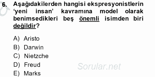 Batı Edebiyatında Akımlar 2 2014 - 2015 Ara Sınavı 6.Soru