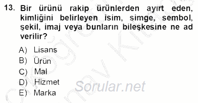 Spor Pazarlaması 2012 - 2013 Ara Sınavı 13.Soru