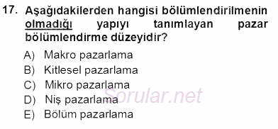 Spor Pazarlaması 2012 - 2013 Ara Sınavı 17.Soru