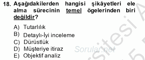 Kişisel Satış Teknikleri 2014 - 2015 Dönem Sonu Sınavı 18.Soru