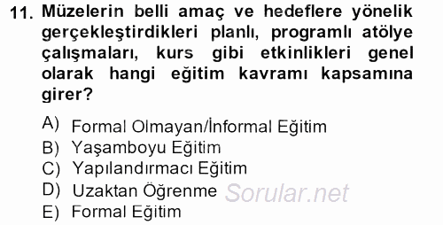 Müzecilik ve Sergileme 2012 - 2013 Dönem Sonu Sınavı 11.Soru