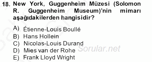 Müzecilik ve Sergileme 2012 - 2013 Dönem Sonu Sınavı 18.Soru