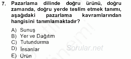 Müzecilik ve Sergileme 2012 - 2013 Dönem Sonu Sınavı 7.Soru