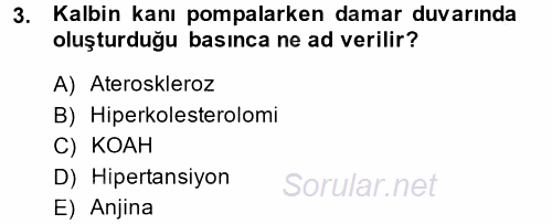 Yaşlı ve Hasta Bakım Hizmetleri 2014 - 2015 Tek Ders Sınavı 3.Soru