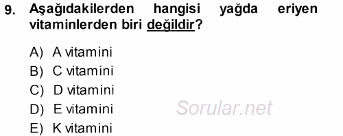 Yaşlı ve Hasta Bakım Hizmetleri 2014 - 2015 Tek Ders Sınavı 9.Soru