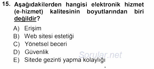 Perakendecilikte Müşteri İlişkileri Yönetimi 2012 - 2013 Ara Sınavı 15.Soru