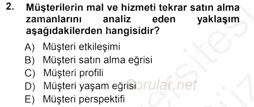 Perakendecilikte Müşteri İlişkileri Yönetimi 2012 - 2013 Ara Sınavı 2.Soru