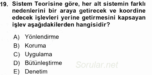 Çalışma Sosyolojisi 2015 - 2016 Ara Sınavı 19.Soru