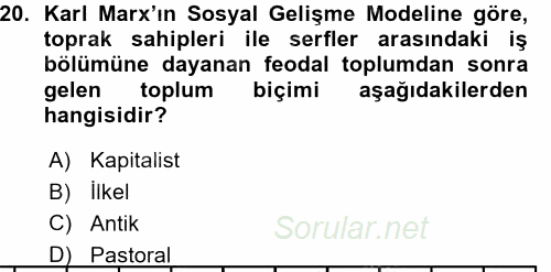Çalışma Sosyolojisi 2015 - 2016 Ara Sınavı 20.Soru