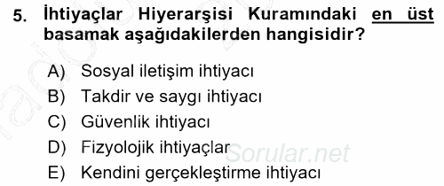 Çalışma Sosyolojisi 2015 - 2016 Ara Sınavı 5.Soru
