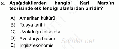 Çalışma Sosyolojisi 2015 - 2016 Ara Sınavı 8.Soru