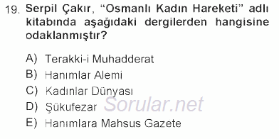 Toplumsal Cinsiyet Sosyolojisi 2012 - 2013 Tek Ders Sınavı 19.Soru