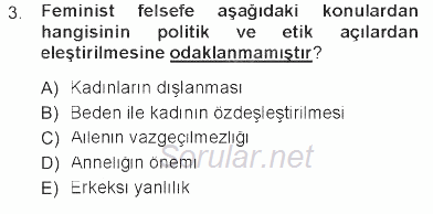 Toplumsal Cinsiyet Sosyolojisi 2012 - 2013 Tek Ders Sınavı 3.Soru