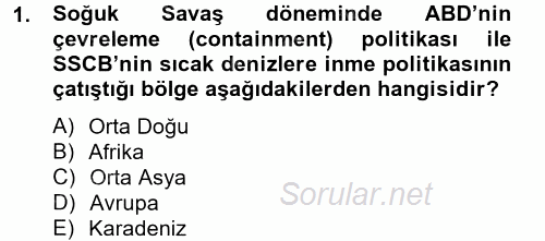Orta Doğuda Siyaset 2012 - 2013 Ara Sınavı 1.Soru