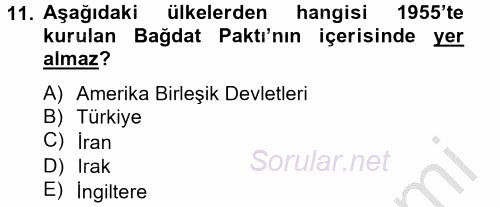 Orta Doğuda Siyaset 2012 - 2013 Ara Sınavı 11.Soru