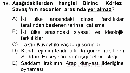 Orta Doğuda Siyaset 2012 - 2013 Ara Sınavı 18.Soru