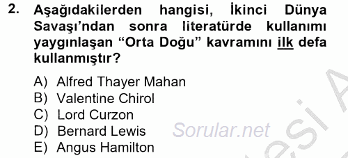 Orta Doğuda Siyaset 2012 - 2013 Ara Sınavı 2.Soru
