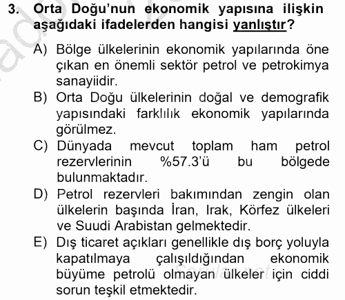 Orta Doğuda Siyaset 2012 - 2013 Ara Sınavı 3.Soru