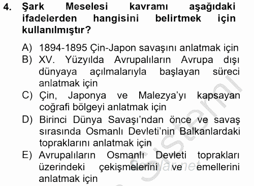 Orta Doğuda Siyaset 2012 - 2013 Ara Sınavı 4.Soru