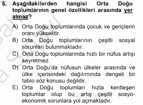 Orta Doğuda Siyaset 2012 - 2013 Ara Sınavı 5.Soru