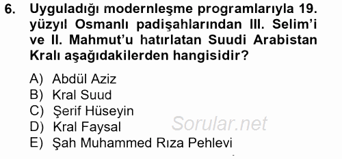 Orta Doğuda Siyaset 2012 - 2013 Ara Sınavı 6.Soru