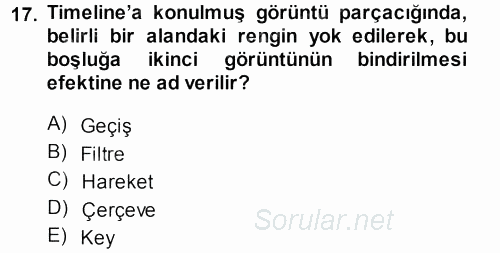 Kamera Tekniğine Giriş 2013 - 2014 Dönem Sonu Sınavı 17.Soru