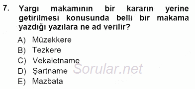 Mesleki Yazışmalar 2012 - 2013 Dönem Sonu Sınavı 7.Soru