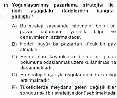 Turizm Pazarlaması 2014 - 2015 Ara Sınavı 11.Soru