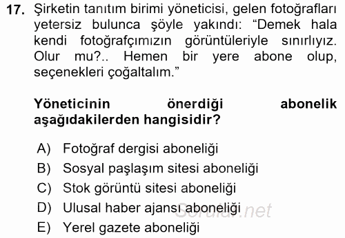 Halkla İlişkiler Uygulama Teknikleri 2015 - 2016 Ara Sınavı 17.Soru