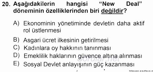 Karşılaştırmalı Siyasal Sistemler 2012 - 2013 Ara Sınavı 20.Soru