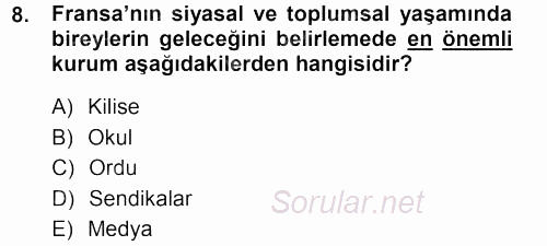 Karşılaştırmalı Siyasal Sistemler 2012 - 2013 Ara Sınavı 8.Soru