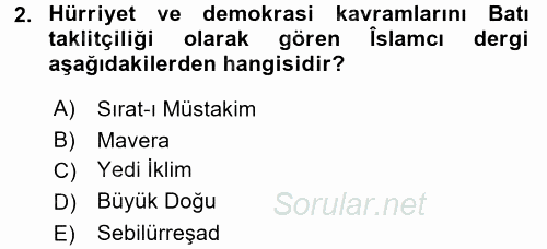 Türk Basın Tarihi 2017 - 2018 Dönem Sonu Sınavı 2.Soru