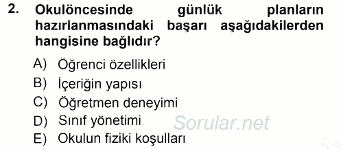 Okulöncesinde Drama 2013 - 2014 Ara Sınavı 2.Soru