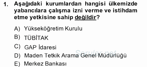 Çalışma Ekonomisi 2 2013 - 2014 Ara Sınavı 1.Soru