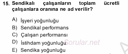 Çalışma Ekonomisi 2 2013 - 2014 Ara Sınavı 15.Soru