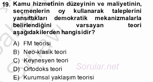 Çalışma Ekonomisi 2 2013 - 2014 Ara Sınavı 19.Soru