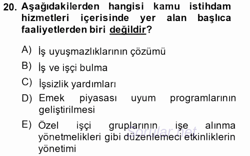 Çalışma Ekonomisi 2 2013 - 2014 Ara Sınavı 20.Soru