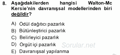 Çalışma Ekonomisi 2 2013 - 2014 Ara Sınavı 8.Soru