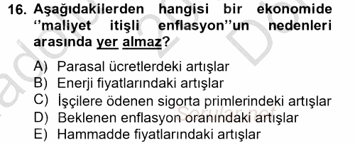 Makro İktisat 2012 - 2013 Dönem Sonu Sınavı 16.Soru