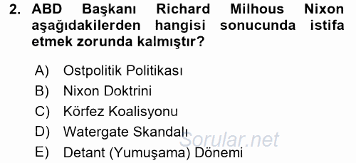 Amerikan Dış Politikası 2017 - 2018 Ara Sınavı 2.Soru