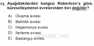 Küreselleşme ve Kültürlerarası İletişim 2015 - 2016 Ara Sınavı 13.Soru