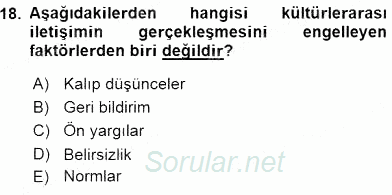 Küreselleşme ve Kültürlerarası İletişim 2015 - 2016 Ara Sınavı 18.Soru