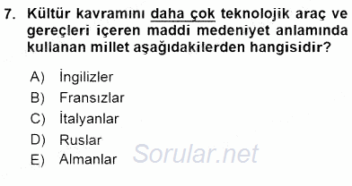 Küreselleşme ve Kültürlerarası İletişim 2015 - 2016 Ara Sınavı 7.Soru