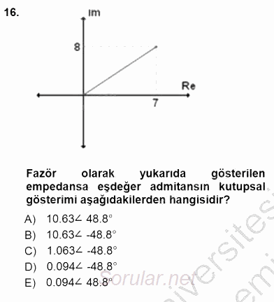Devre Analizi 2012 - 2013 Dönem Sonu Sınavı 16.Soru