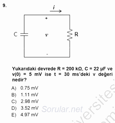 Devre Analizi 2012 - 2013 Dönem Sonu Sınavı 9.Soru