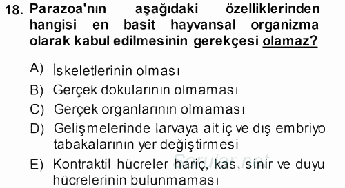 Genel Biyoloji 1 2013 - 2014 Ara Sınavı 18.Soru