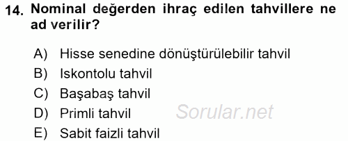 Muhasebe Uygulamaları 2017 - 2018 Dönem Sonu Sınavı 14.Soru