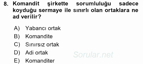 Muhasebe Uygulamaları 2017 - 2018 Dönem Sonu Sınavı 8.Soru