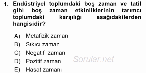 Turizm Sosyolojisi 2017 - 2018 Ara Sınavı 1.Soru